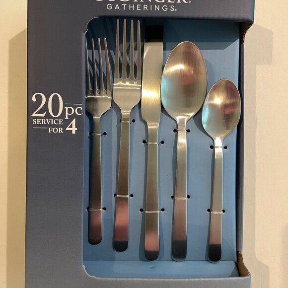 Godinger Lola Matte Stainless Steel 18/10 Stainless Steel 20Pc Flatware Set - Picture 1 of 11